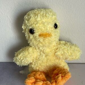 Handmade Crochet Fluffy Yellow Duck Plush Toy Easter Basket Stuffer